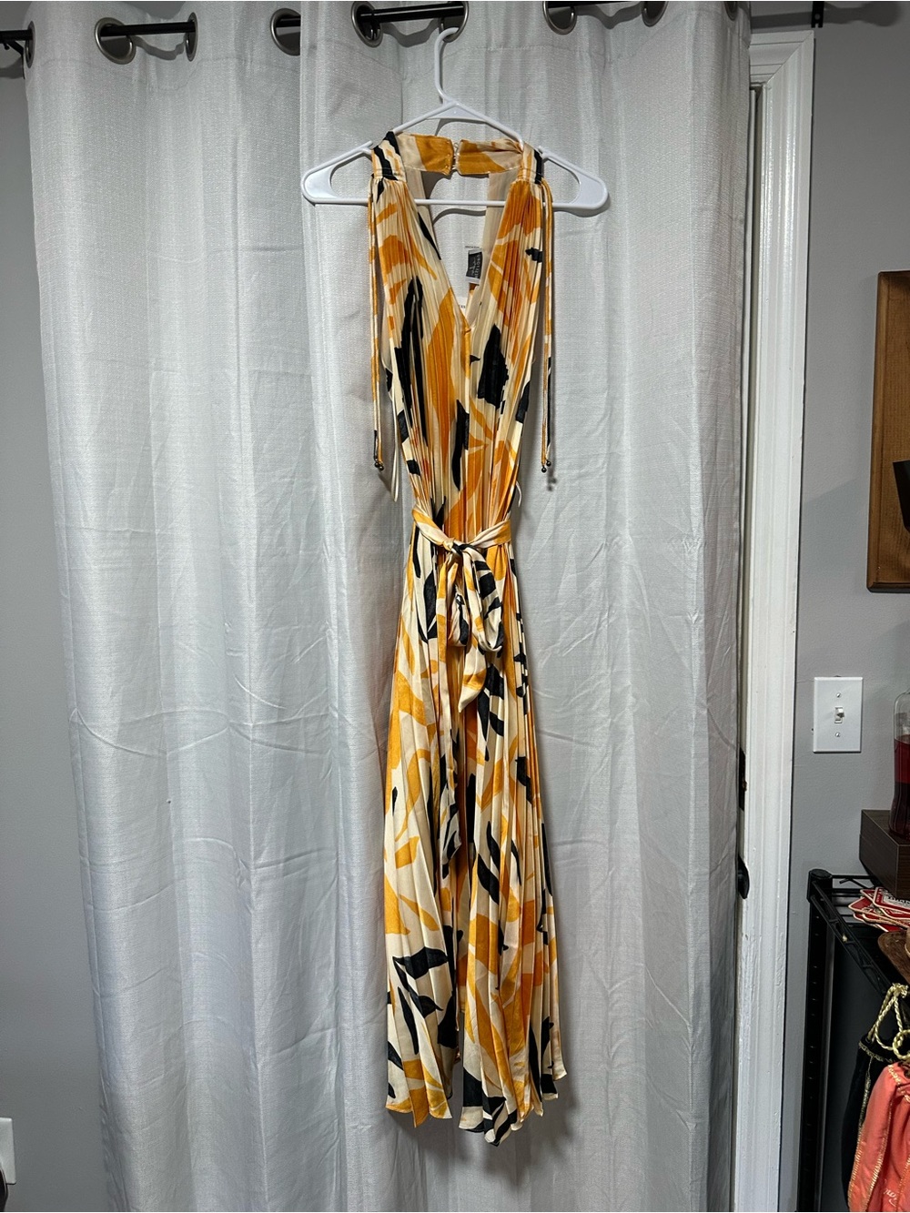 Dress Forum Yellow Black Cream Abstract Print Maxi Dress
